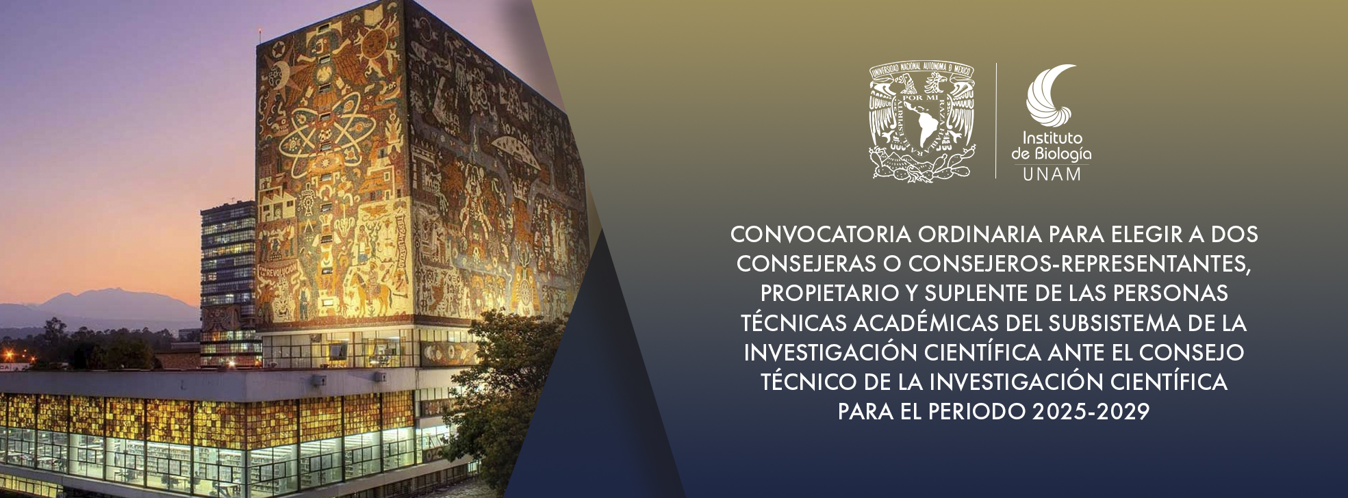Convocatoria para elegir a 2 consejeras o Consejeros-Representantes, propietario y suplente de las Personas Técnicas Académicas del Subsistema de la Investigación Científica ante CTIC para el periodo2025-2029 - Instituto de Biología, UNAM