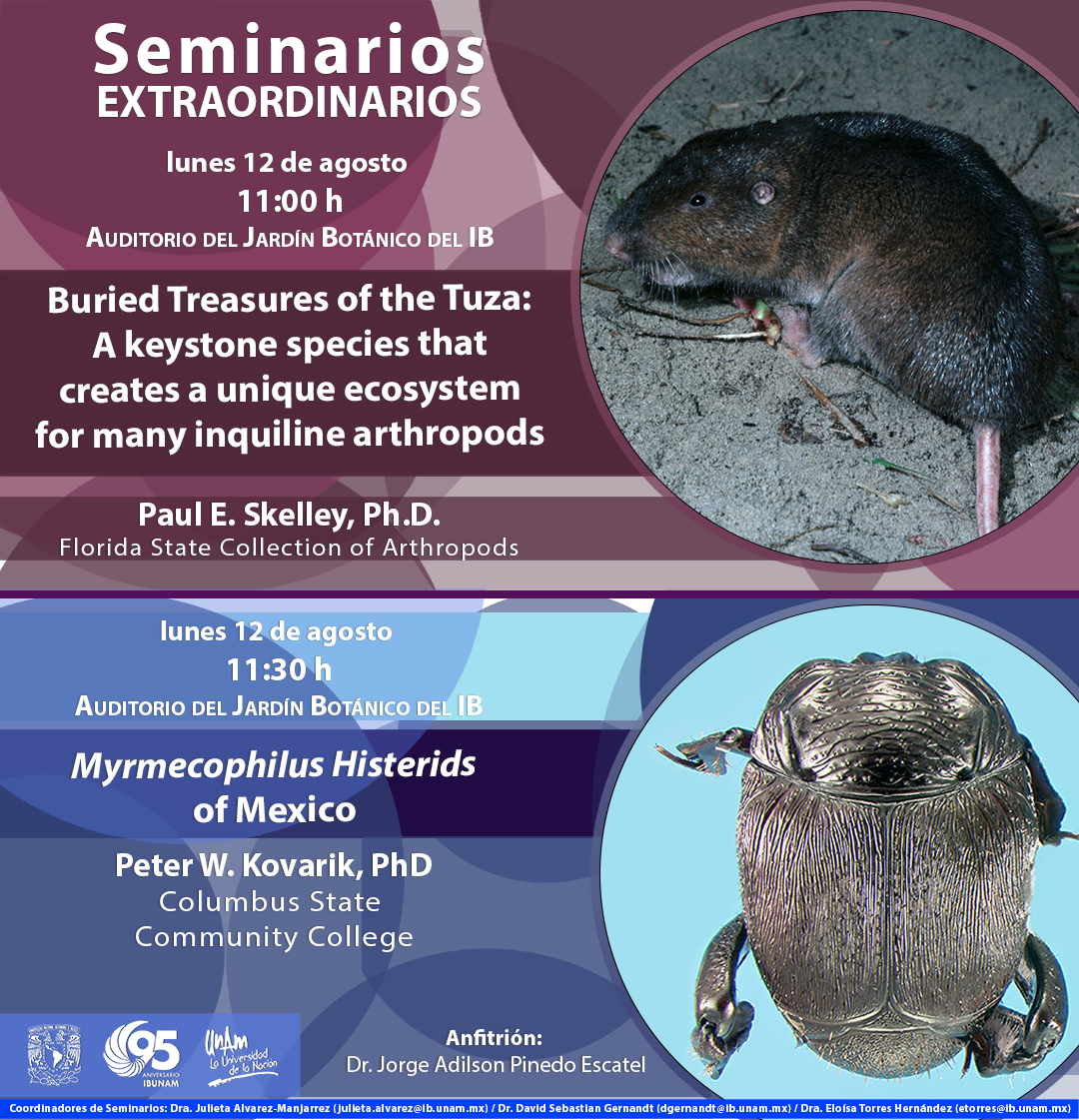 (1) Buried Treasures of the Tuza: A keystone species that creates a unique ecosystem for many inquiline arthropods / (2) Myrmecophilus Histerids  of Mexico - Instituto de Biología, UNAM